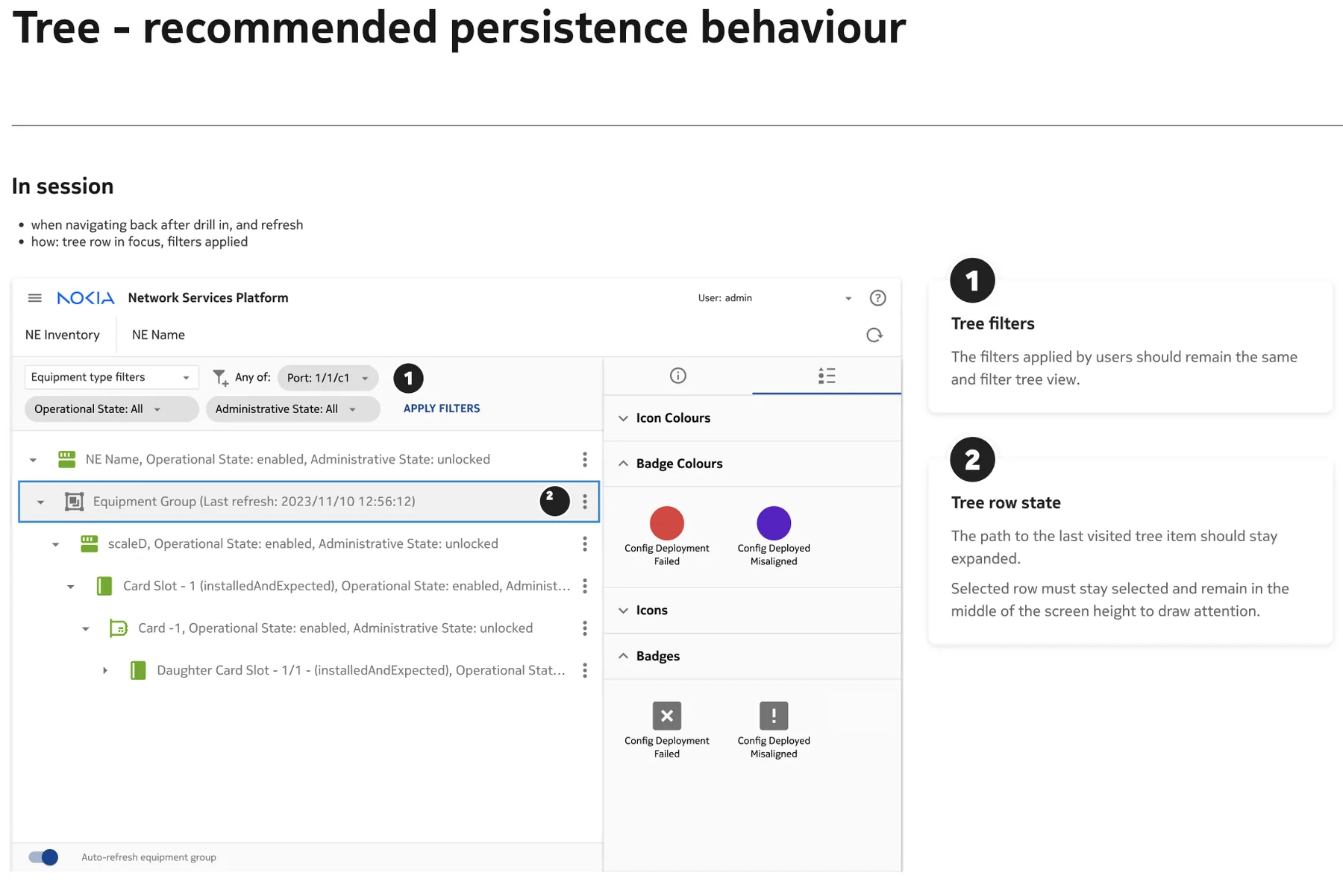 Spec page: tree recommended persistence behaviour