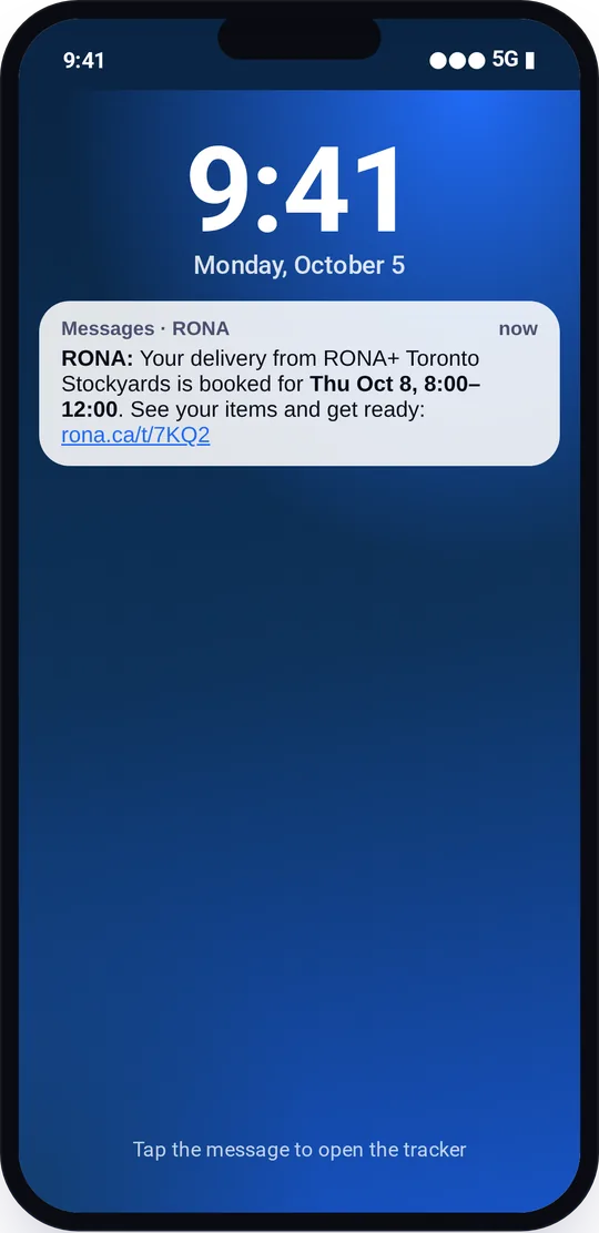 Booking text message