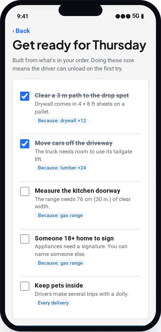 Get ready checklist