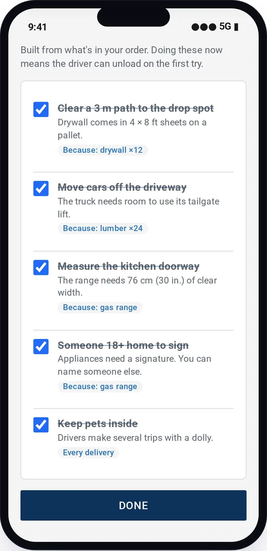 Checklist complete