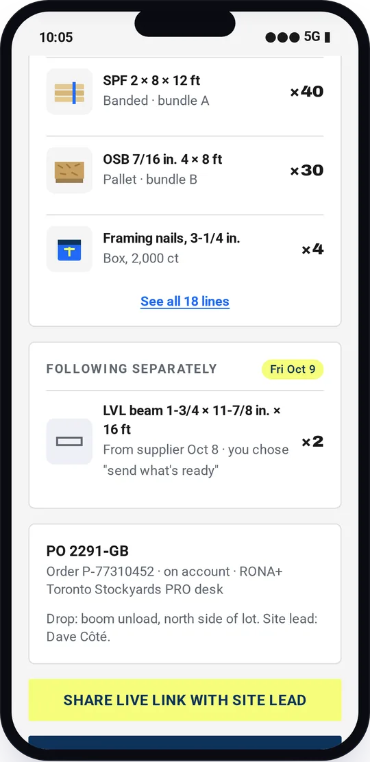 Manifest and backorder