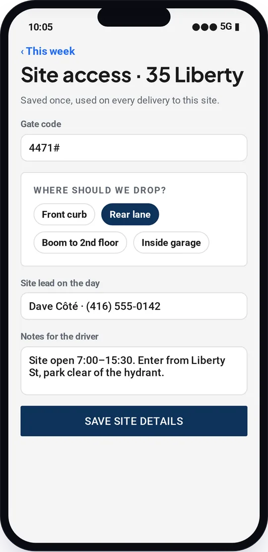 Site access